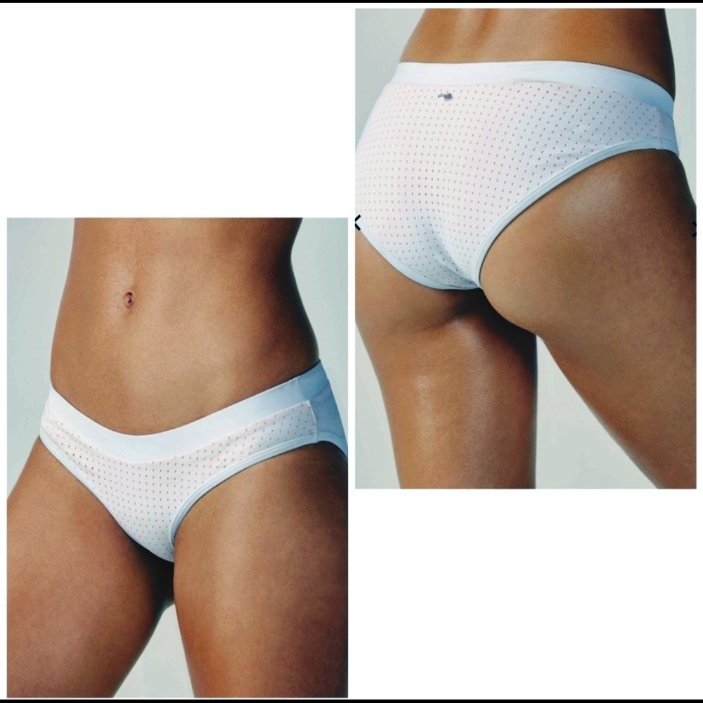Fabletics Valentina perforated white bikini bottom UV swim bottoms sporty chic